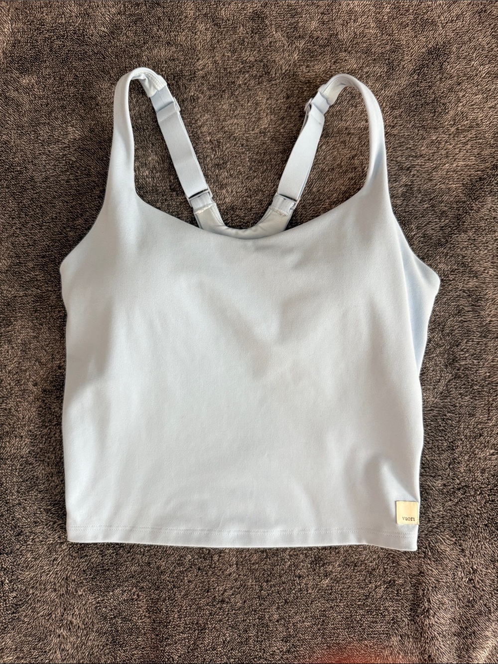 Vuori Cropped Tank XS with Built-In padded shelf bra Baby Blue